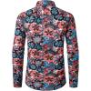 imageMens Cotton Linen Vintage 70s Hippie Pattern Printed Long Sleeve Button Down Shirts for Disco PartyOrange Blue