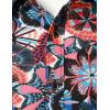 imageMens Cotton Linen Vintage 70s Hippie Pattern Printed Long Sleeve Button Down Shirts for Disco PartyOrange Blue