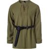 imageMens Pure Cotton Vintage Lace Up Shirts for Pirate Renaissance Viking Medieval Costume Without BeltArmy Green