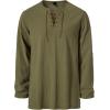 imageMens Pure Cotton Vintage Lace Up Shirts for Pirate Renaissance Viking Medieval Costume Without BeltArmy Green