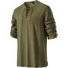 imageMens Pure Cotton Vintage Lace Up Shirts for Pirate Renaissance Viking Medieval Costume Without BeltArmy Green