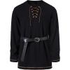imageMens Pure Cotton Vintage Lace Up Shirts for Pirate Renaissance Viking Medieval Costume Without BeltBlack