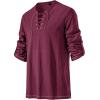 imageMens Pure Cotton Vintage Lace Up Shirts for Pirate Renaissance Viking Medieval Costume Without BeltBurgundy