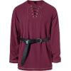 imageMens Pure Cotton Vintage Lace Up Shirts for Pirate Renaissance Viking Medieval Costume Without BeltBurgundy