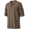 imageMens Pure Cotton Vintage Lace Up Shirts for Pirate Renaissance Viking Medieval Costume Without BeltCoffee