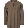 imageMens Pure Cotton Vintage Lace Up Shirts for Pirate Renaissance Viking Medieval Costume Without BeltCoffee