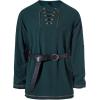 imageMens Pure Cotton Vintage Lace Up Shirts for Pirate Renaissance Viking Medieval Costume Without BeltDark Green