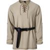 imageMens Pure Cotton Vintage Lace Up Shirts for Pirate Renaissance Viking Medieval Costume Without BeltKhaki