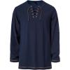 imageMens Pure Cotton Vintage Lace Up Shirts for Pirate Renaissance Viking Medieval Costume Without BeltNavy Blue