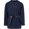 imageMens Pure Cotton Vintage Lace Up Shirts for Pirate Renaissance Viking Medieval Costume Without BeltNavy Blue