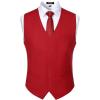 imageMens Classic Slim Fit Dress Vest Formal Wedding Prom Tuxedo Suit Vest with PocketRed