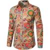 imageMens Cotton Linen Vintage 70s Hippie Pattern Printed Long Sleeve Button Down Shirts for Disco PartyKhaki Multicolor