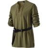 imageMens Pure Cotton Vintage Lace Up Shirts for Pirate Renaissance Viking Medieval Costume Without BeltArmy Green