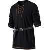 imageMens Pure Cotton Vintage Lace Up Shirts for Pirate Renaissance Viking Medieval Costume Without BeltBlack