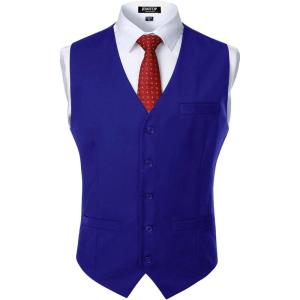 imageMens Classic Slim Fit Dress Vest Formal Wedding Prom Tuxedo Suit Vest with PocketRoyal Blue