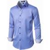 imageMens Stretch MultiUse Long Sleeve Dress Shirts Party Prom Wedding Shirts with Slight SheenBlue