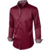 imageMens Stretch MultiUse Long Sleeve Dress Shirts Party Prom Wedding Shirts with Slight SheenBurgundy