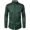 imageMens Stretch MultiUse Long Sleeve Dress Shirts Party Prom Wedding Shirts with Slight SheenDark Green