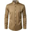 imageMens Stretch MultiUse Long Sleeve Dress Shirts Party Prom Wedding Shirts with Slight SheenKhaki