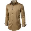 imageMens Stretch MultiUse Long Sleeve Dress Shirts Party Prom Wedding Shirts with Slight SheenKhaki