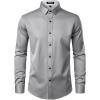 imageMens Stretch MultiUse Long Sleeve Dress Shirts Party Prom Wedding Shirts with Slight SheenLight Grey