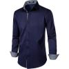imageMens Stretch MultiUse Long Sleeve Dress Shirts Party Prom Wedding Shirts with Slight SheenNavy Blue
