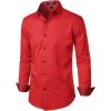 imageMens Stretch MultiUse Long Sleeve Dress Shirts Party Prom Wedding Shirts with Slight SheenRed