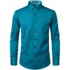 imageMens Stretch MultiUse Long Sleeve Dress Shirts Party Prom Wedding Shirts with Slight SheenTeal
