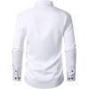 imageMens Stretch MultiUse Long Sleeve Dress Shirts Party Prom Wedding Shirts with Slight SheenWhite