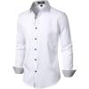 imageMens Stretch MultiUse Long Sleeve Dress Shirts Party Prom Wedding Shirts with Slight SheenWhite