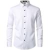 imageMens Stretch MultiUse Long Sleeve Dress Shirts Party Prom Wedding Shirts with Slight SheenWhite