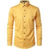 imageMens Stretch MultiUse Long Sleeve Dress Shirts Party Prom Wedding Shirts with Slight SheenYellow
