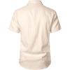 imageMens Stretch Textured Short Sleeve Button Down Shirts Summer Casual Beach Wedding Vacation ShirtBeige