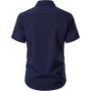 imageMens Stretch Textured Short Sleeve Button Down Shirts Summer Casual Beach Wedding Vacation ShirtNavy Blue
