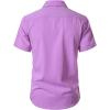 imageMens Stretch Textured Short Sleeve Button Down Shirts Summer Casual Beach Wedding Vacation ShirtPurple Red