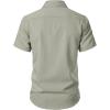 imageMens Stretch Textured Short Sleeve Button Down Shirts Summer Casual Beach Wedding Vacation ShirtSage Green