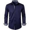 imageMens Stretch MultiUse Long Sleeve Dress Shirts Party Prom Wedding Shirts with Slight SheenNavy Blue