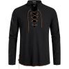 imageMens Pure Cotton Retro Lace Up Shirts for Renaissance Pirate Viking MedievalBlackd