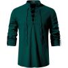 imageMens Pure Cotton Retro Lace Up Shirts for Renaissance Pirate Viking MedievalDark Green
