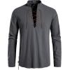imageMens Pure Cotton Retro Lace Up Shirts for Renaissance Pirate Viking MedievalGreyd