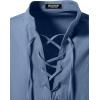 imageMens Pure Cotton Retro Lace Up Shirts for Renaissance Pirate Viking MedievalIndigo Blue