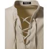 imageMens Pure Cotton Retro Lace Up Shirts for Renaissance Pirate Viking MedievalKhaki