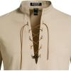 imageMens Pure Cotton Retro Lace Up Shirts for Renaissance Pirate Viking MedievalKhakid