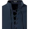 imageMens Pure Cotton Retro Lace Up Shirts for Renaissance Pirate Viking MedievalNavy Blue