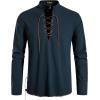 imageMens Pure Cotton Retro Lace Up Shirts for Renaissance Pirate Viking MedievalNavy Blued