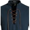 imageMens Pure Cotton Retro Lace Up Shirts for Renaissance Pirate Viking MedievalNavy Blued