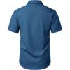 imageMens Stretch Wrinkle Free Short Sleeve Texture Shirt Summer Lightweight Button Down Shirts for Beach VacationDark Blue