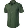 imageMens Stretch Wrinkle Free Short Sleeve Texture Shirt Summer Lightweight Button Down Shirts for Beach VacationDark Green