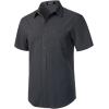 imageMens Stretch Wrinkle Free Short Sleeve Texture Shirt Summer Lightweight Button Down Shirts for Beach VacationDark Grey