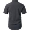imageMens Stretch Wrinkle Free Short Sleeve Texture Shirt Summer Lightweight Button Down Shirts for Beach VacationDark Grey